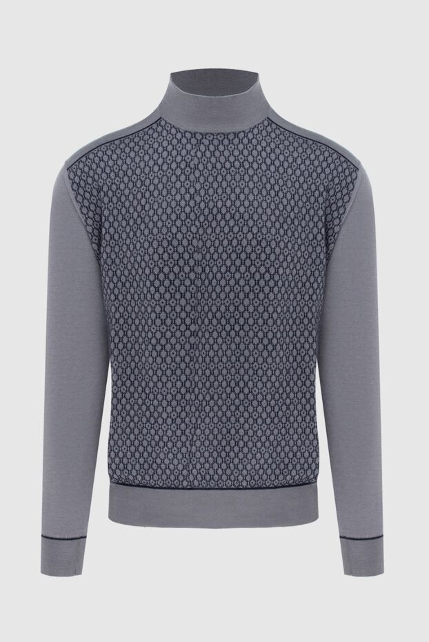 Stefano Ricci men's high-collar stand-up jumper made of cashmere and silk gray 172311 - photo 1