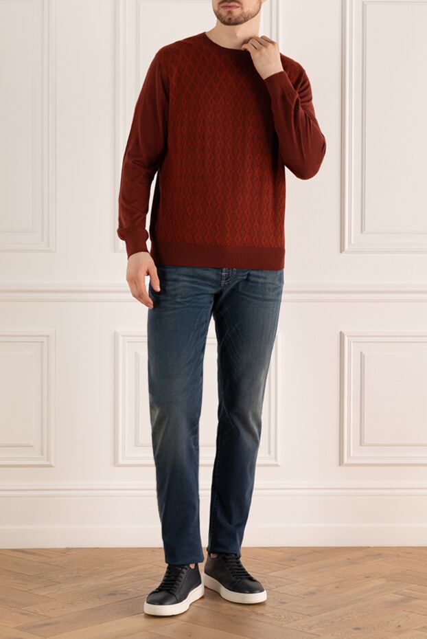 Stefano Ricci terracotta cashmere and silk diamond knit jumper 172313 - photo 2