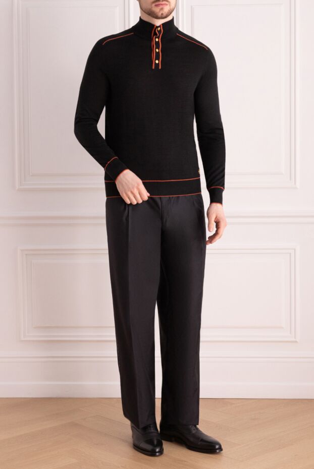 Stefano Ricci black cashmere and silk trouser with contrasting orange trim 172327 - photo 2