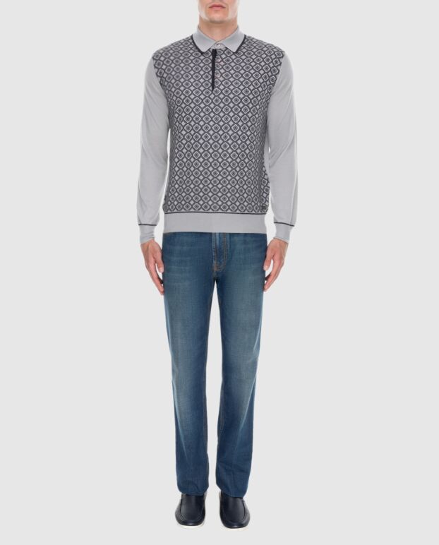 Stefano Ricci long-sleeve polo shirt in gray and black with a pattern
 172331 - photo 2