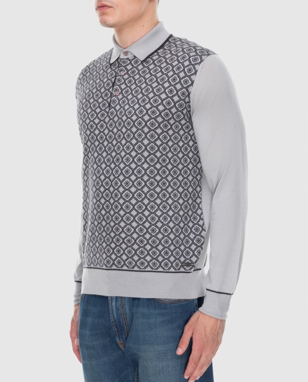 Stefano Ricci long-sleeve polo shirt in gray and black with a pattern
 172331 - photo 3
