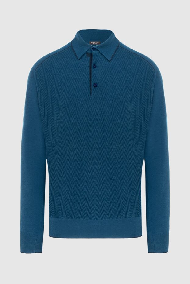 Stefano Ricci dark turquoise textured knit long sleeve polo shirt 172335 - photo 1