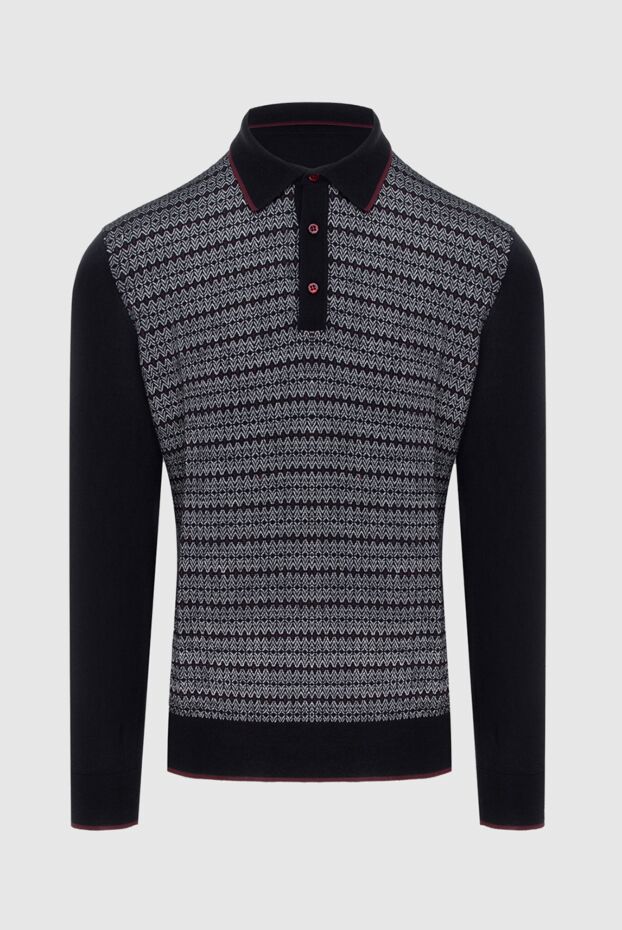 Stefano Ricci black knitted polo shirt with a contrasting zigzag pattern 172336 - photo 1