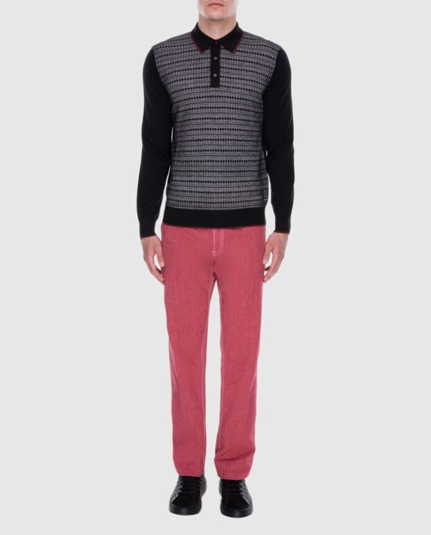 Stefano Ricci black knitted polo shirt with a contrasting zigzag pattern 172336 - photo 2