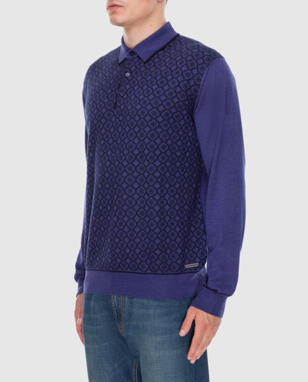 Stefano Ricci men's purple long sleeve polo shirt with jacquard insert 172337 - photo 3