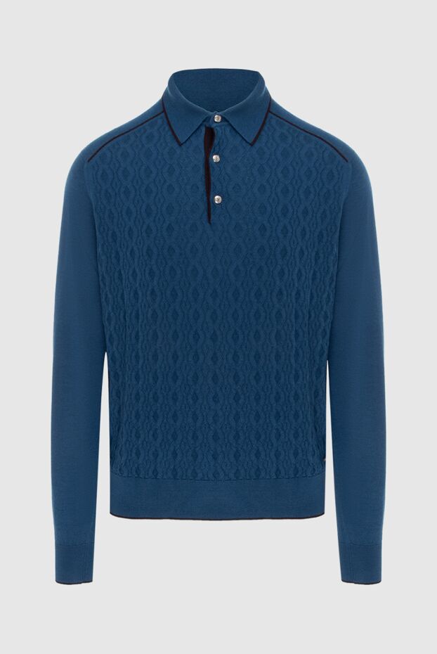 Stefano Ricci men's blue long sleeve polo shirt with a raised pattern 172338 - photo 1