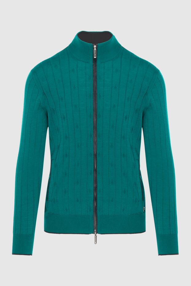 Stefano Ricci cardigan for men made of cashmere, silk and suede green 172352 - photo 1