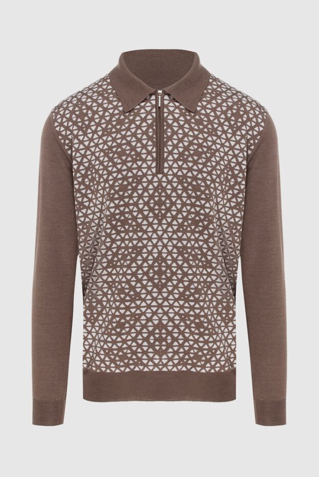 Cesare di Napoli silk and cashmere diamond knit long sleeve polo shirt 172467 - photo 1