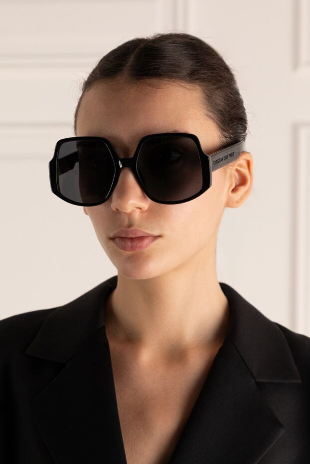 Dior v-тәрізді дизайнымен қара түсті әйелдерге арналған күннен қорғайтын көзілдірік 172475 - фото 3