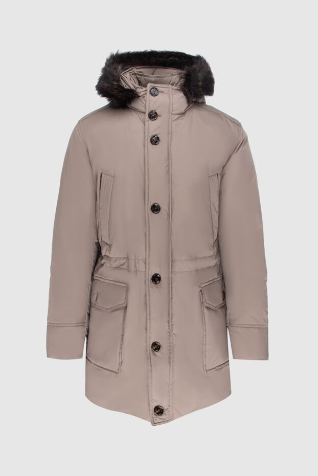 Moorer men's beige parka down jacket with a fur-trimmed hood 172522 - photo 1