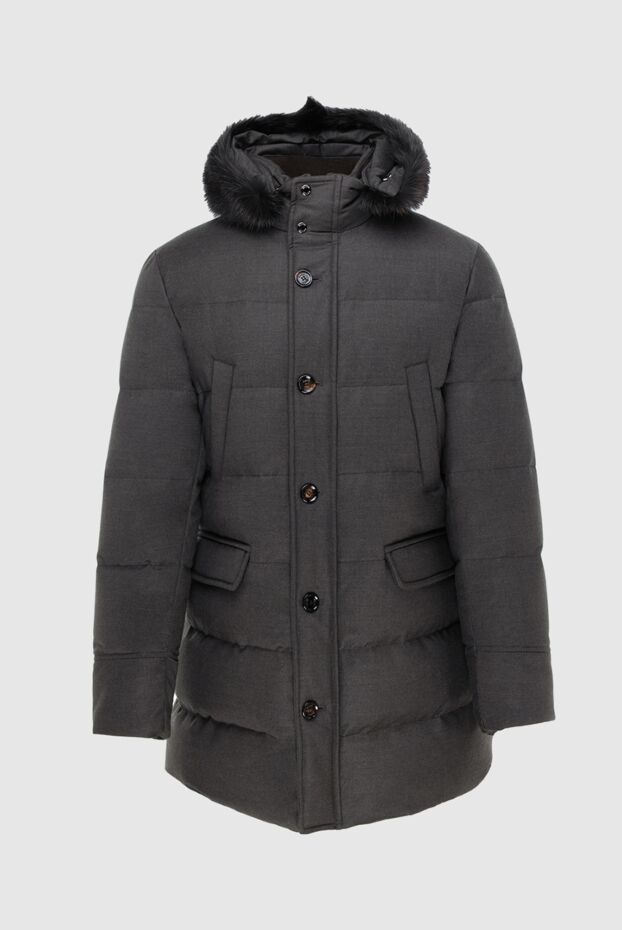 Moorer men's wool and cashmere down jacket with a zipper and buttons in dark gray 172529 - photo 1