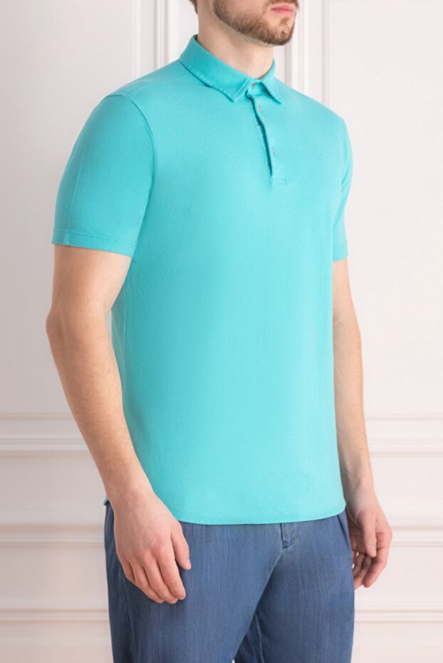 Loro Piana bright blue cotton polo shirt with buttons for men 172566 - photo 3