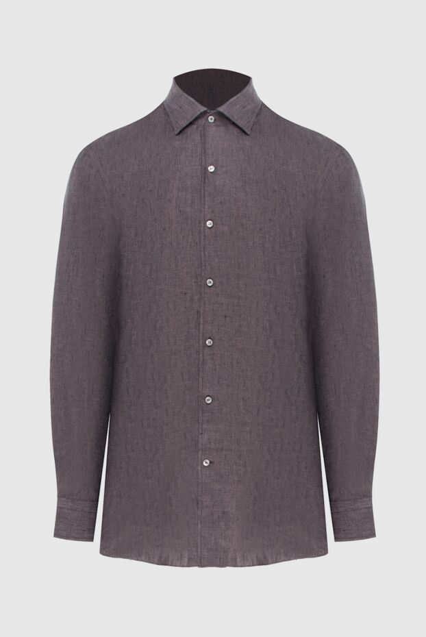 Loro Piana men's brown textured linen shirt with buttons 172656 - photo 1