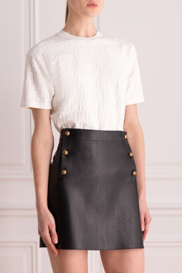Fendi тоналды ff бедері және жұмсақ жағасы бар ақ әйелдер футболкасы
 172885 - фото 3