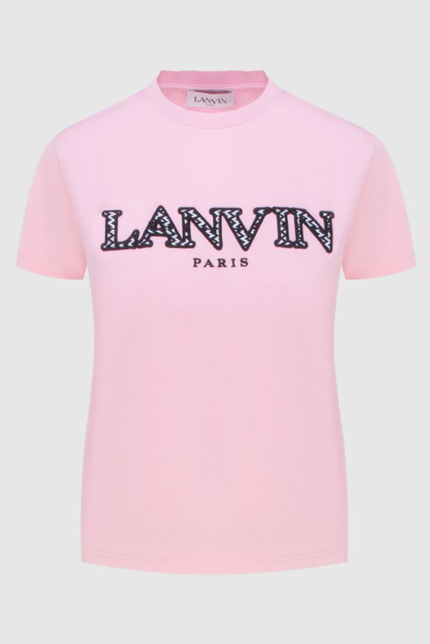Lanvin контраст логотипі кестеленген қызғылт әйелдер футболкасы 172891 - фото 1