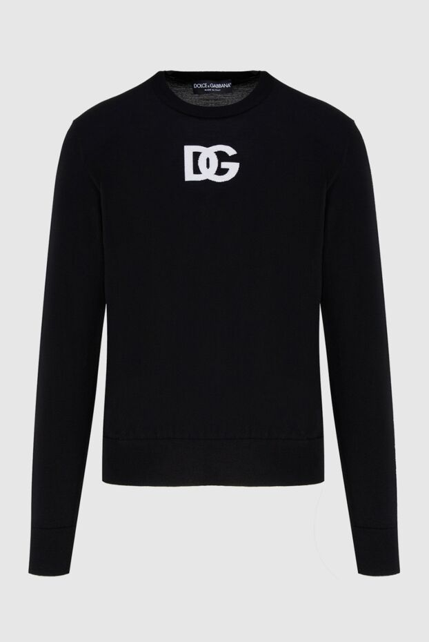 Dolce & Gabbana black men's crew neck jumper with white dg logo 172915 - photo 1