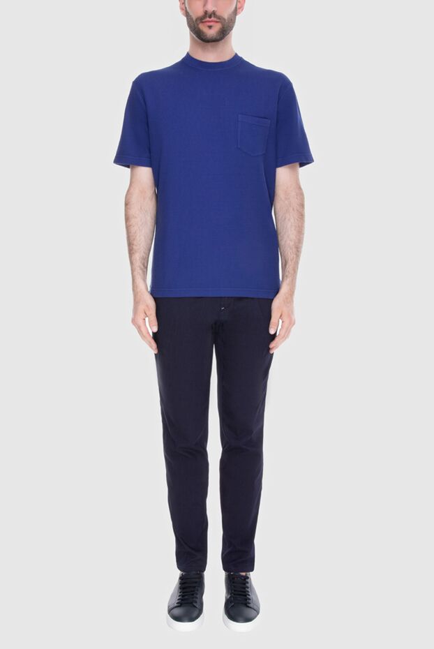 Loro Piana men's basic t-shirt blue with pocket
 172995 - photo 2