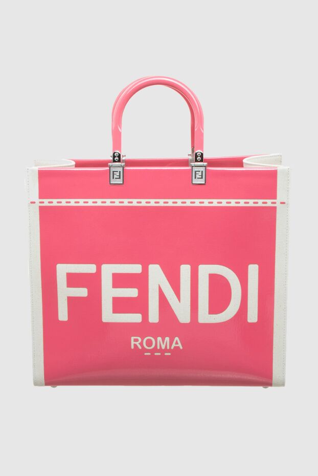 Fendi логотиппен безендірілген қызғылт тоқыма әйелдер сөмкесі 173055 - фото 1