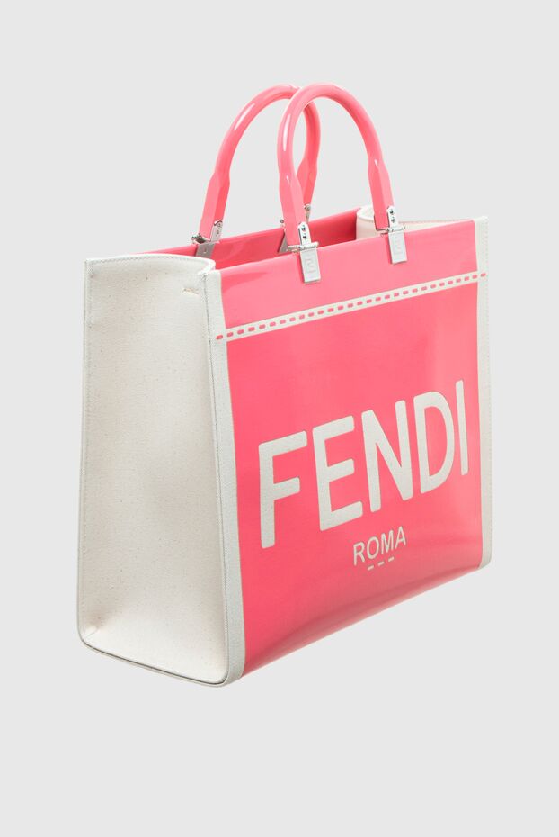 Fendi логотиппен безендірілген қызғылт тоқыма әйелдер сөмкесі 173055 - фото 3