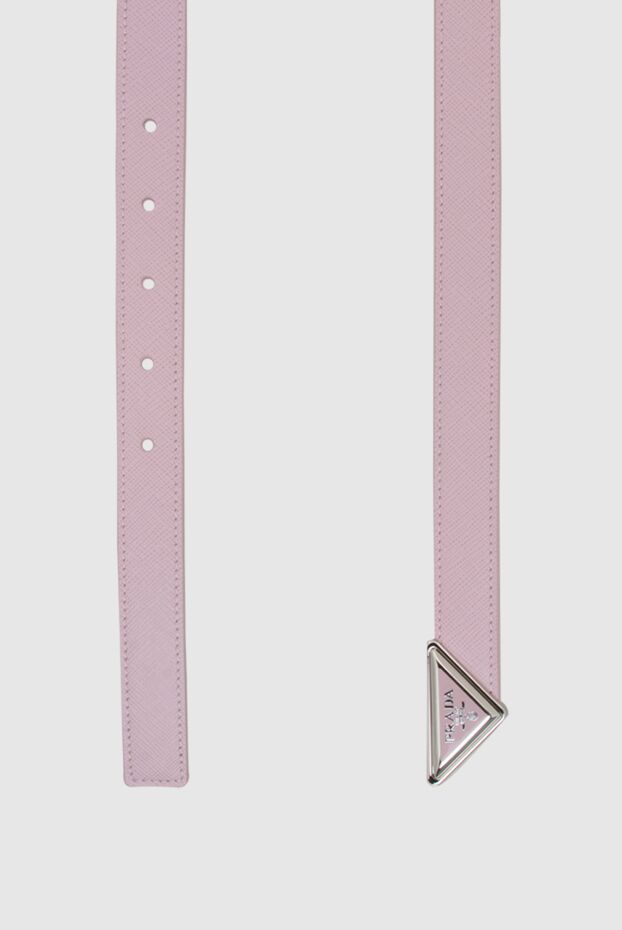 Prada үшбұрышты тоғасы бар қызғылт саффиано былғары белбеу
 173115 - фото 3