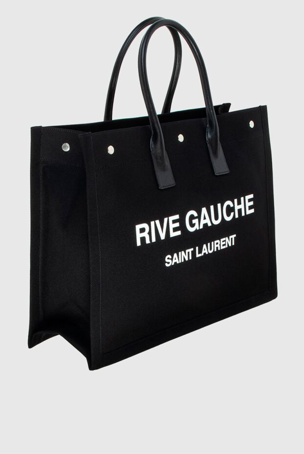 Saint Laurent ақ логотипі бар қара әйелдер сөмкесі 173121 - фото 3