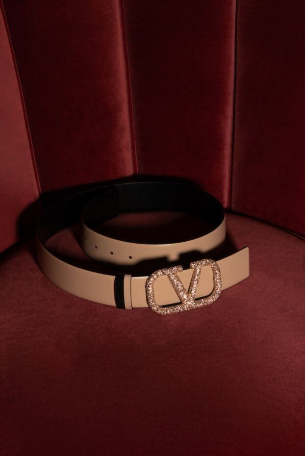 Valentino қызғылт жылтыр жиегі бар әйелдер v логотипі белбеуі
 173137 - фото 2