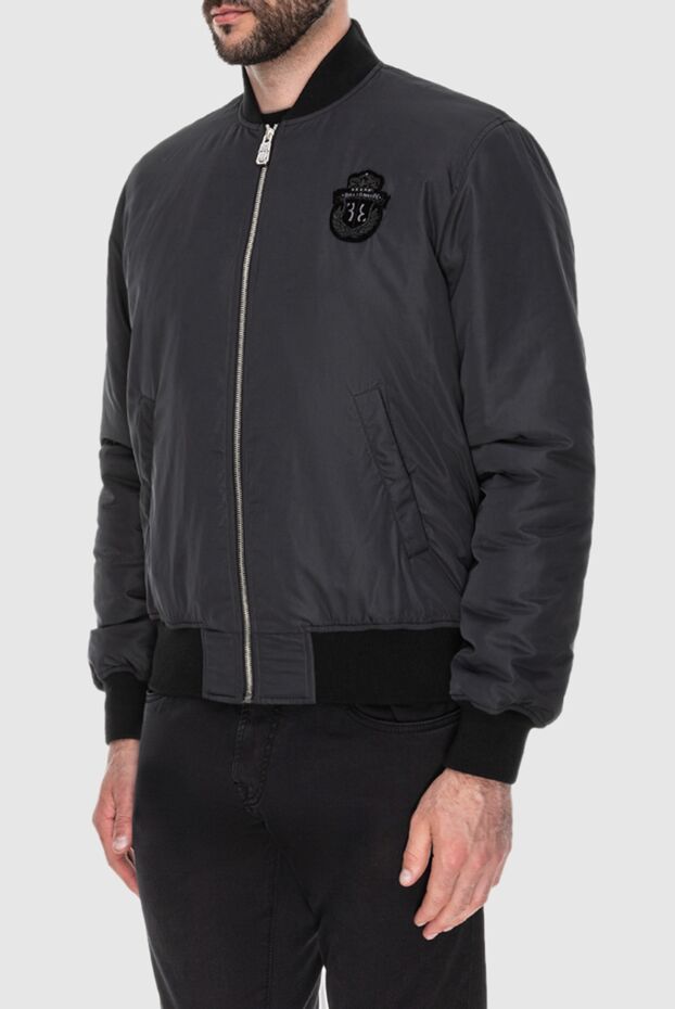 Billionaire black bomber jacket with a logo patch men's 173227 - photo 3