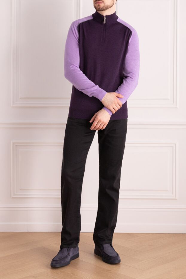 Massimo Sforza purple trouser with zip made of natural wool with light colored sleeves 173306 - photo 2