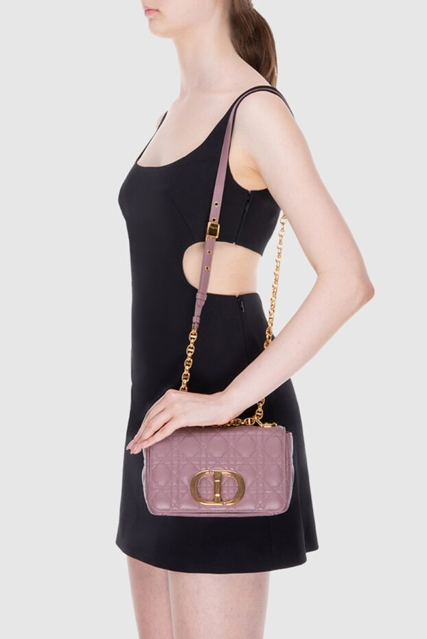 Dior текстуралы былғарыдан жасалған күлгін әйелдер сөмкесі 173326 - фото 3