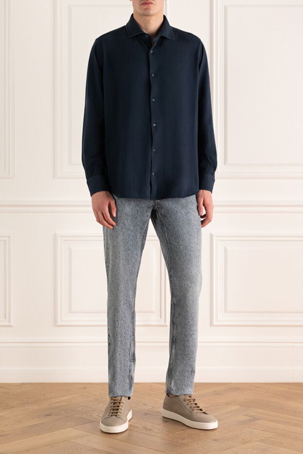 Loro Piana men's shirt made of premium indigo cotton with a refined texture 173467 - photo 2