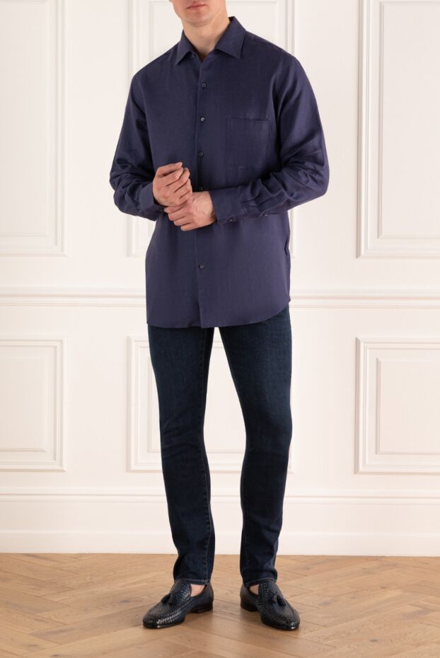 Loro Piana men's purple shirt made of delicate cotton with a classic collar 173468 - photo 2