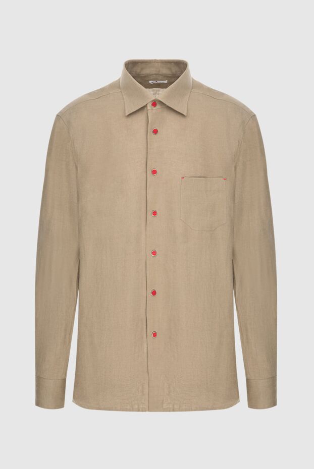 Kiton men's italian linen shirt with red buttons 173481 - photo 1