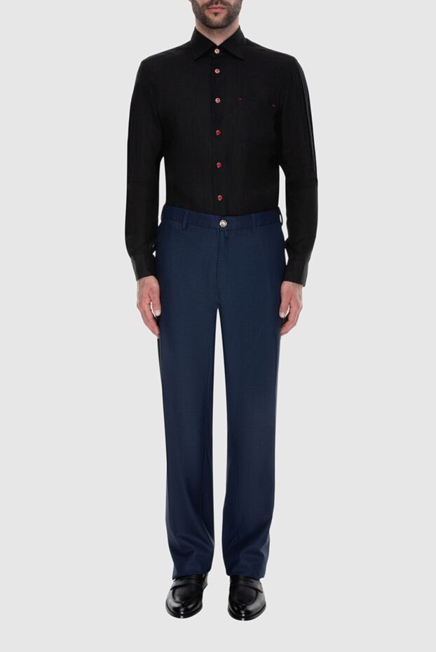 Stefano Ricci men's blue woolen pants with loose buttons 173511 - photo 2