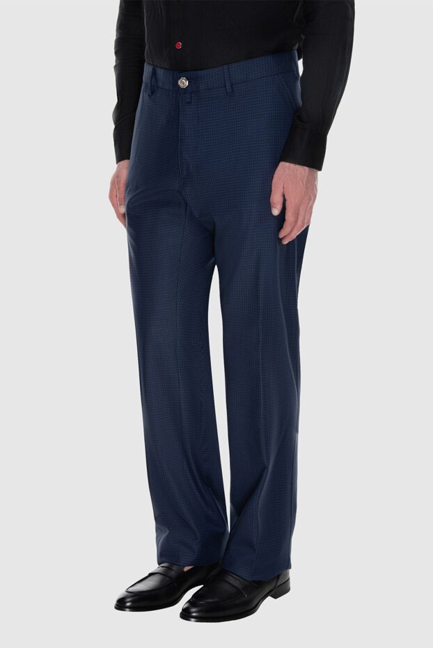 Stefano Ricci men's blue woolen pants with loose buttons 173511 - photo 3