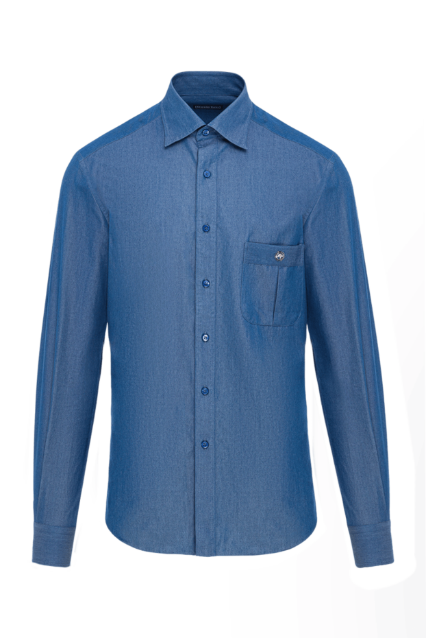 Stefano Ricci classic men's blue cotton shirt with a pocket 173529 - photo 1