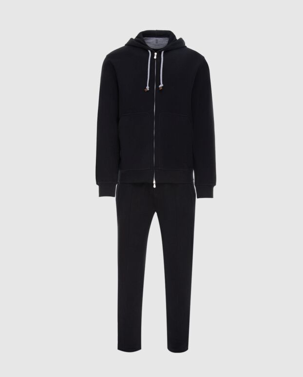 Brunello Cucinelli black cotton jersey tracksuit with zip 195764 - photo 1
