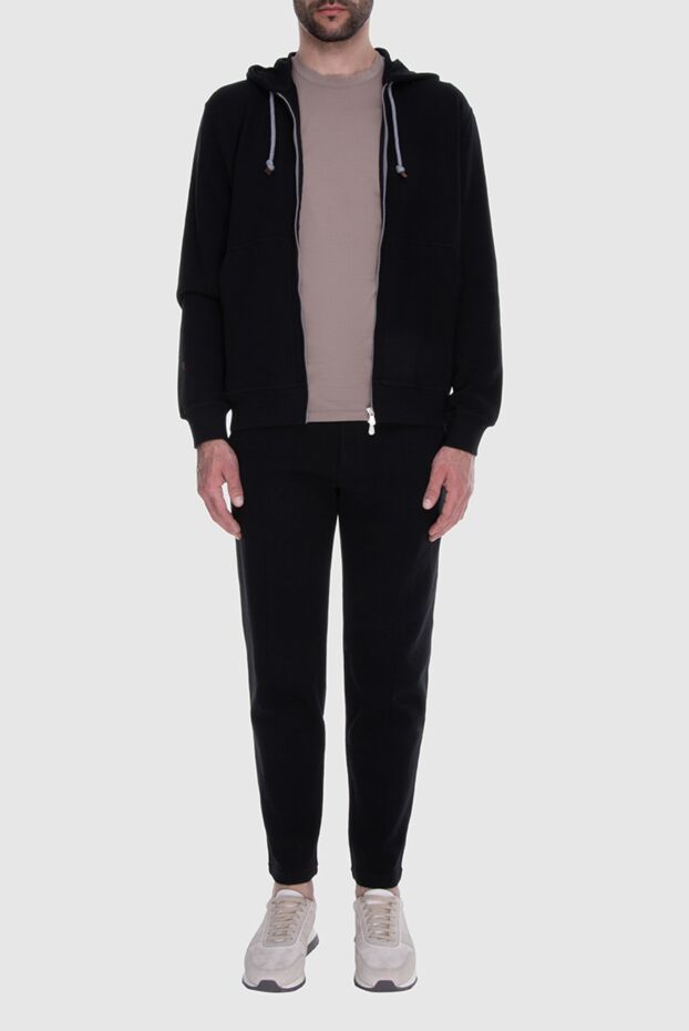 Brunello Cucinelli black cotton jersey suit with a hood and zipper
 173582 - photo 2