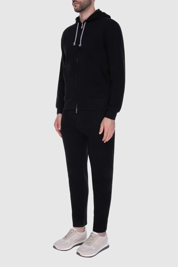 Brunello Cucinelli black cotton jersey suit with a hood and zipper
 173582 - photo 3