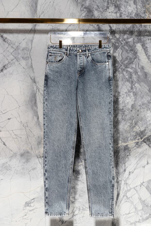 Brunello Cucinelli мужские джинсы светло-голубого денима с эффектом stone washed
 173585 - фото 2