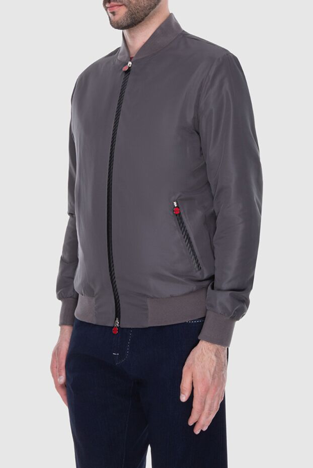 Kiton текстуралы жабылатын және фирмалық жүгіргіштері бар бомбардир күрте
 173593 - фото 3