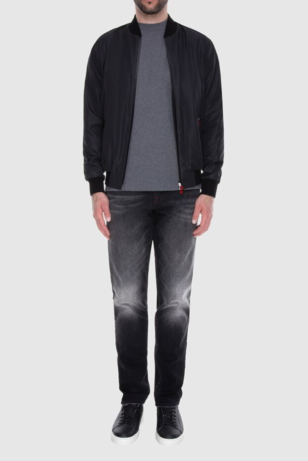 Kiton жүгірмелері мен серпімді манжеттері бар қара бомбардир күрте
 173595 - фото 2