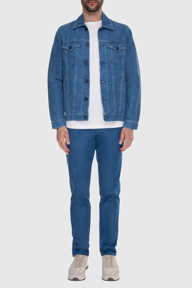 Denim jacket made of cotton and linen blue for men - photo 2