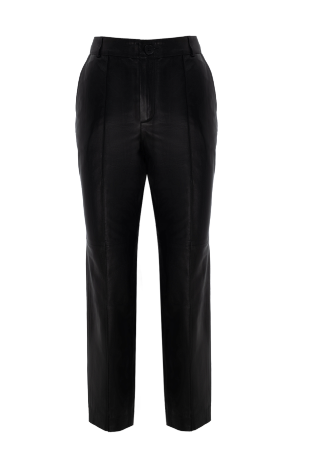 Women's black leather high rise pants - photo 1