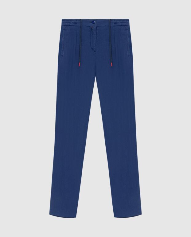 Kiton джинсы синие мужские с эластичным поясом и шнуровкой 173651 - фото 1