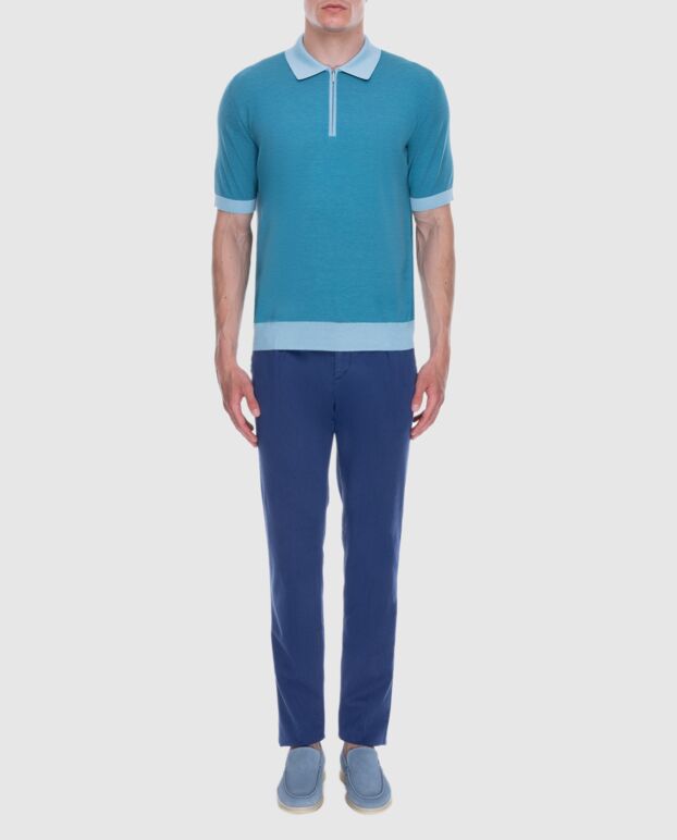 Kiton джинсы синие мужские с эластичным поясом и шнуровкой 173651 - фото 2