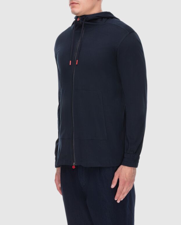 Kiton sports sweatshirt men's cotton blue with a hood 173657 - photo 3