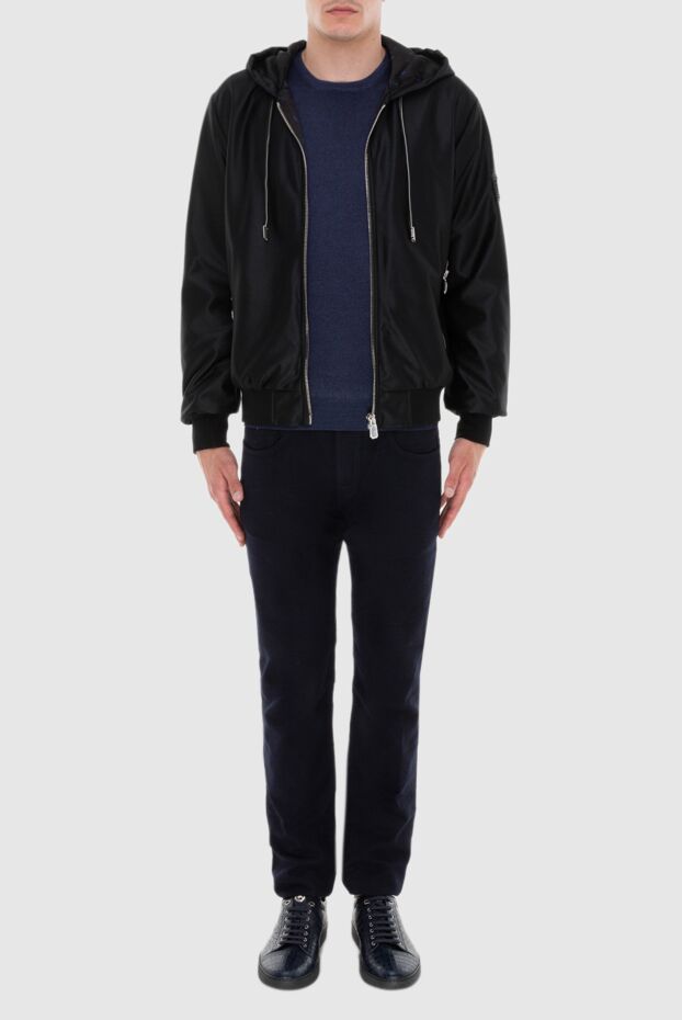 Billionaire black jacket with a hood and logo patch on the sleeve men's 173687 - photo 2