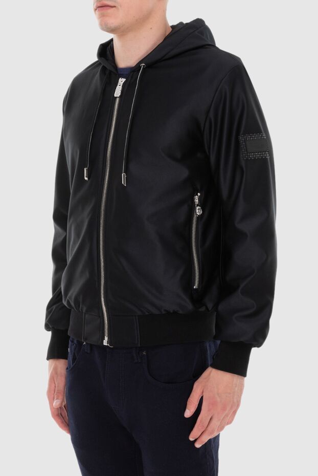 Billionaire black jacket with a hood and logo patch on the sleeve men's 173687 - photo 3