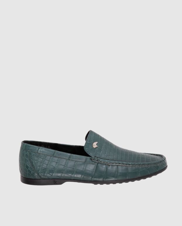 Stefano Ricci green men's loafers with textured leather and metallic logo 173720 - photo 1