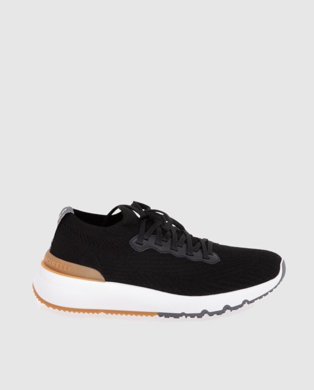 Brunello Cucinelli black knit sneakers with a contrasting heel panel.
173765 - photo 1